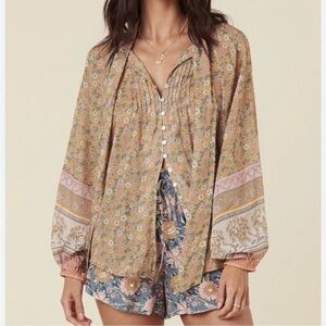 SPELL | Mossy Blouse Floral Oversize Boho Button Down | XS